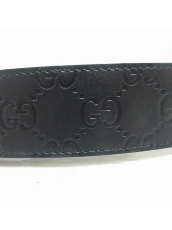 Gucci Interlocking Buckle Reversible Leather Belt Guccissima Black Brown Silver